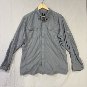 KÜHL Fishing Shirt Vented Back Mens M Gray Long Sleeve Button Up
